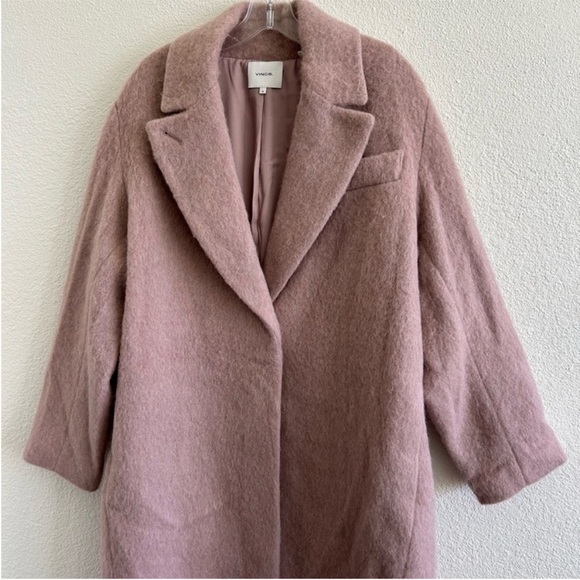 Vince Texture Wool Alpaca Long Coat Mauve Orchid Pink - Picture 7 of 10